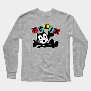 Felix Cat Comics Retro Future Atomic Age TV in Joyful Design Long Sleeve T-Shirt